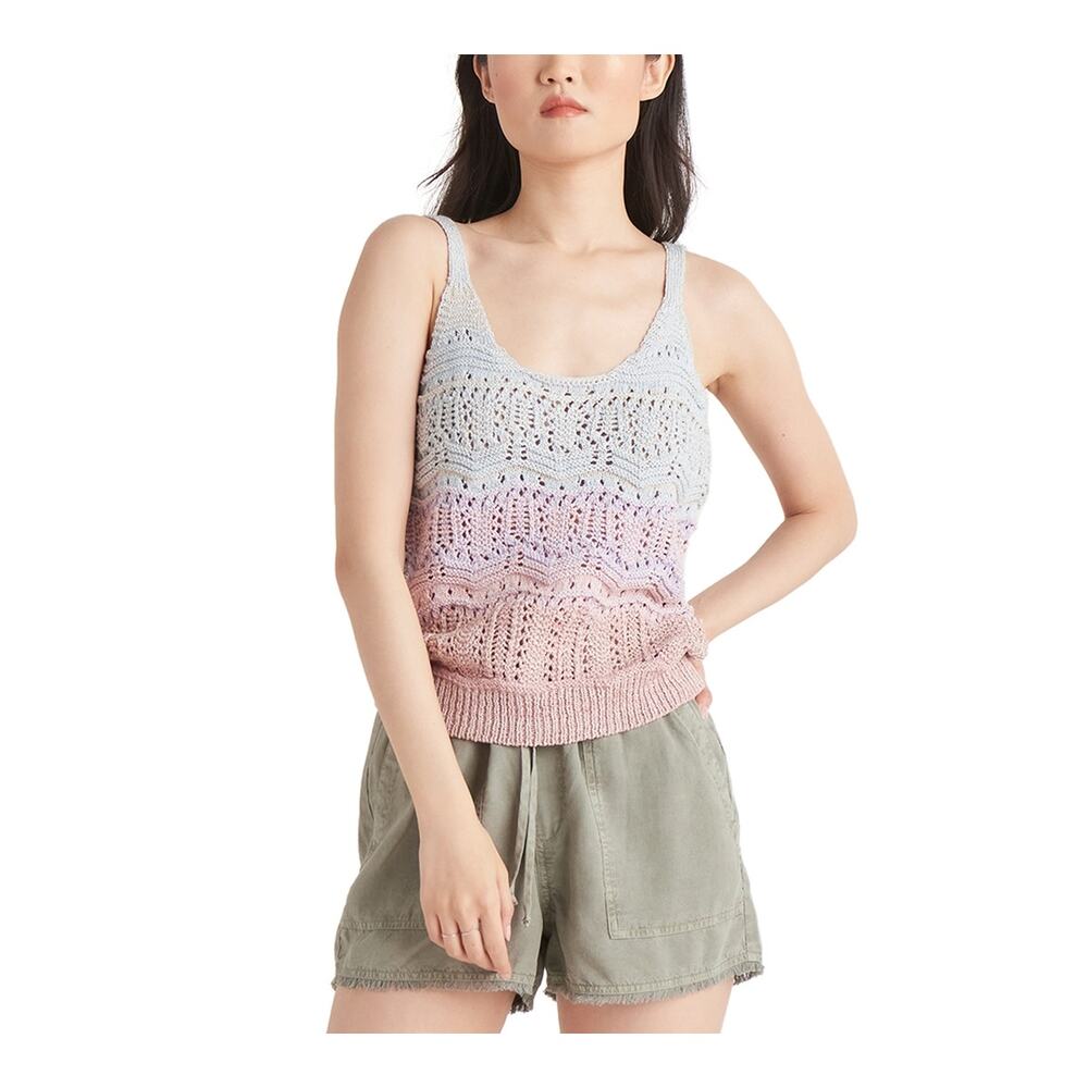 Black Tape Gray Pink Sleeveless Crochet Sweater Cami Top Blouse PXL Petite XL